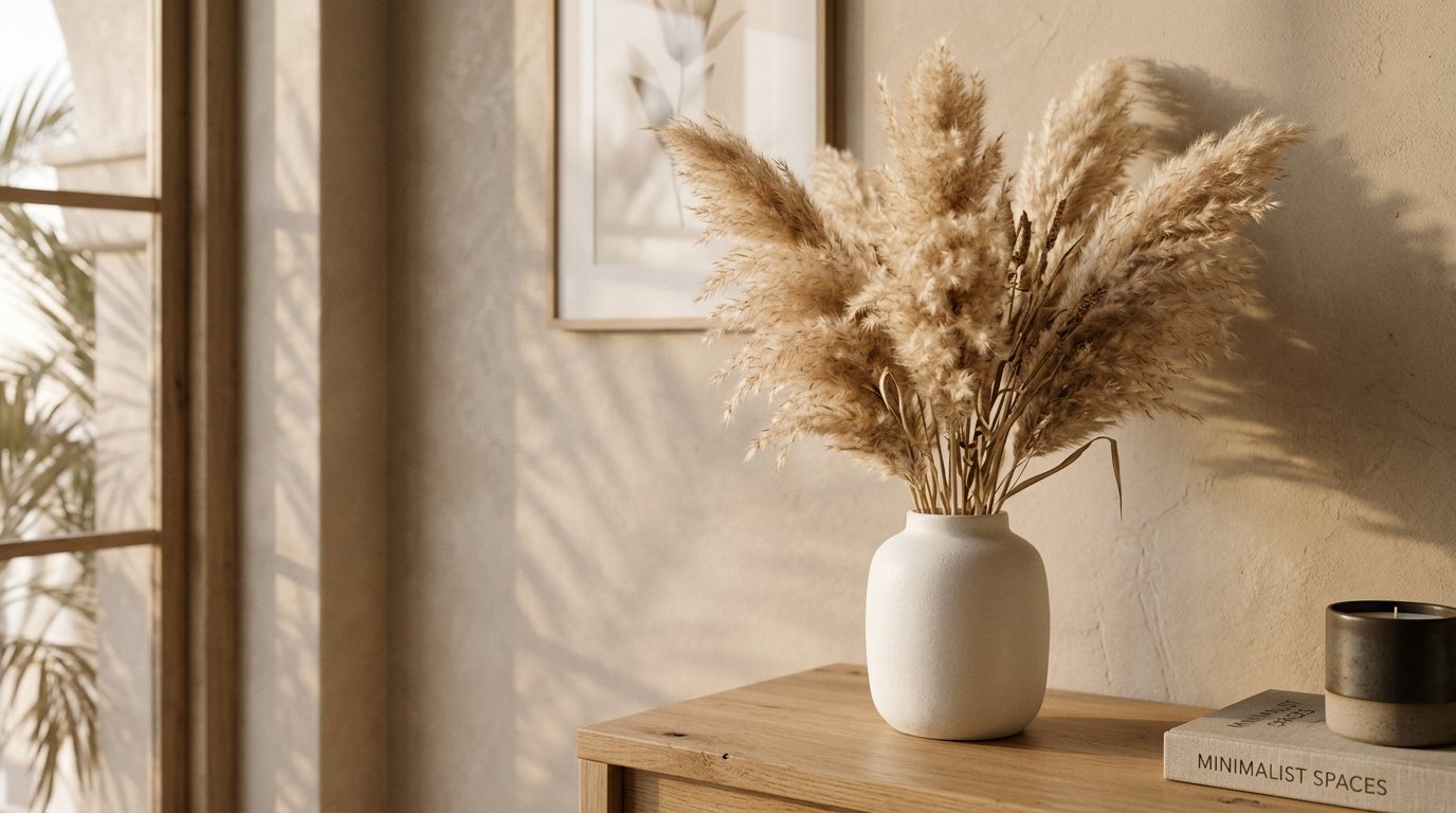 Cozy Interior with Pampas Grass